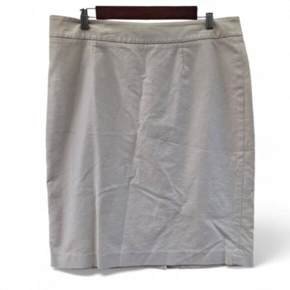 Coldwater Creek Size 12 Womens Preppy Beige Khaki Pencil Skirt Cotton Blend